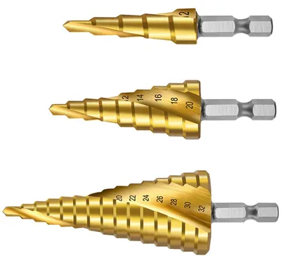 Produktbild von 3-teiliges Spiralbohrerset, HSS-Titan-Konusbohrer