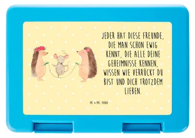 Produktbild von Mr. & Mrs. Panda Lunchbox Igel Seilhüpfen - Gelb Pastell - Geschenk, Snackbox, Lebensmittel Aufbewahrungsbox, Butterbrotdose, Lustige Sprüche, Kindergarten, Bento Box
