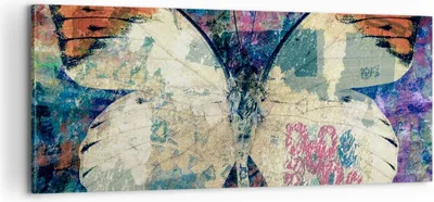 Produktbild von Bild auf Leinwand - Leinwandbild - Schmetterling Abstraktion - 100x40cm - Wand Bild - Wanddeko - Leinwanddruck - Bilder - Kunstdruck - Wanddekoration - Leinwand bilder - Wandkunst - AB100x40-3990