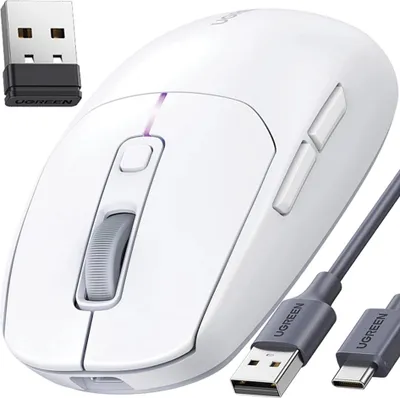 Image de Ugreen Mu103 Souris d'ordinateur Bluetooth 5.0 / Récepteur Usb 2.4Ghz - Blanc