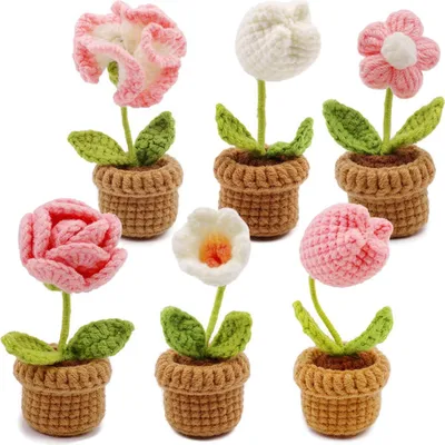 Produktbild von Häkelsatz für Anfänger, 6-teilig, Baumwollgarne, Häkelnadel, Maschenmarkierer, für Blumen DIY
