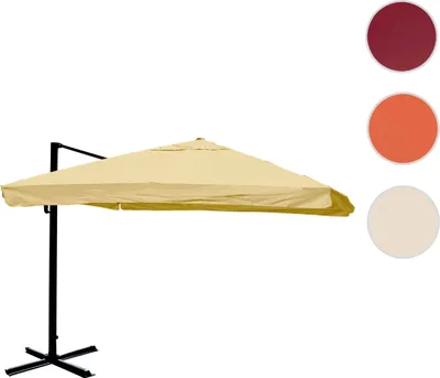 Obrázek produktu pro Gastronomický světelný deštník HWC-A96, slunečník, 3x4m (Ø5m) polyester/hliník 26kg  Klapka, krémový bez podstavce