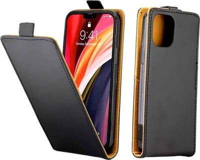 Produktbild von König Design Hülle kompatibel mit Apple iPhone 12 Pro Max Kunstleder Handyhülle - Handy Case Schwarz