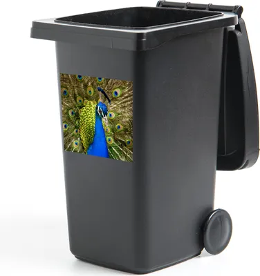 Produktbild von MuchoWow® Mülltonnenaufkleber Pfau - Federn - Schnabel 40x40 cm - Abfall-Aufkleber - Container - für Abfallcontainer