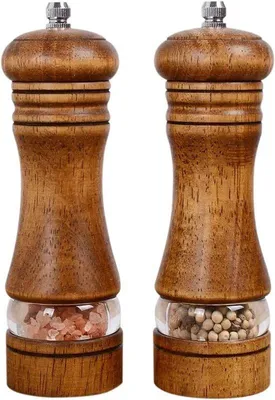 Productafbeelding van Twee zout- en pepermolens, verstelbare maalmolens met kijkvenster, multifunctionele kruidenmolens voor de keuken, 15 cm
