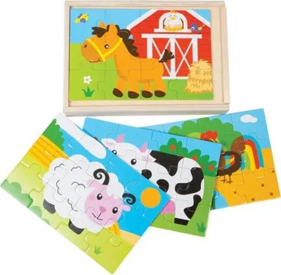 Image de Puzzle en bois - Ferme dans une boîte 02504