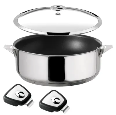 Sauteerpfanne 24 cm, Keramikbeschichtung, Edelstahl 18/10, Deckel