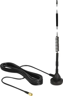 Produktbild von DeLOCK 12427, 5 dBi, 0.7 - 0.96, 1.71 - 2.69 GHz, 50 Ohm, Omnidirektionale Antenne, SMA, Männlich