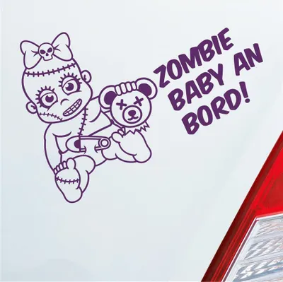 Produktbild von Auto Aufkleber Zombie Baby an Bord on Tour 30x21 cm Lila Sticker Heckscheibenaufkleber