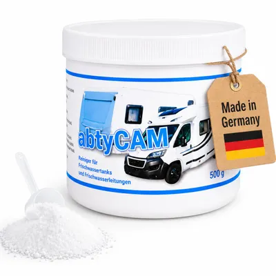 Produktbild von Frischwassertankreiniger abtyCAM 500g Tankreiniger für Wohnmobil Wohnwagen Boot, KI-generiertes Bild