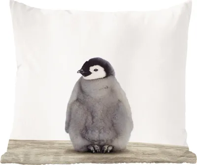 Produktbild von MuchoWow® Zierkissen Sofakissen Wohnzimmer Dekokissen 45x45 cm Kinder - Pinguin - Grau - Tiere - Mädchen - Jungen - Schlafpolster - Polster für das Sofa
