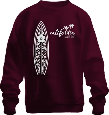 Immagine prodotto di California Santa Cruz Surfbretter Surfen Palmen Strand Vintage Unisex Felpa Pullover, Borgogna, S