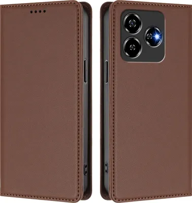 Produktbild von Handyhülle für ZTE Axon 60/Blade V60/nubia V60, Kunstleder Klapphülle Stoßfeste Magnetische Hülle mit Ständer Braun