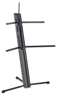 Produktbild von Classic Cantabile Keyboardständer KS-150 Schwarz - Zwei Ebenen - Auflagearme können im der Standsäule verstaut werden - stufenlos höhenverstellbar - Mikrofonhalter mit 3/8"-Gewinde - Schwarz