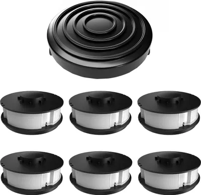 Produktbild von 6x Fadenspulen Ersatzspule mit 1x Haube Spulendeckel passt für ALDI Gardenline GLR GLT Ersatzteil Set