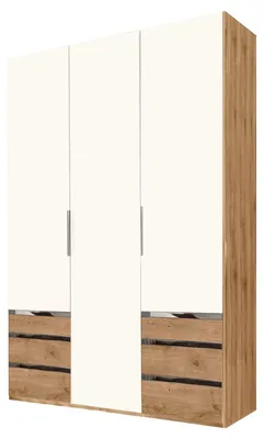 Produktbild von Kleiderschrank Level Drehtürenschrank mit Schubladen Ausführung wählbarPlankeneiche / weiß
