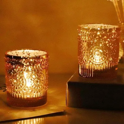 Produktbild von Famanu Teelichthalter Set 12-teilig - Goldene Glas-Kerzenständer