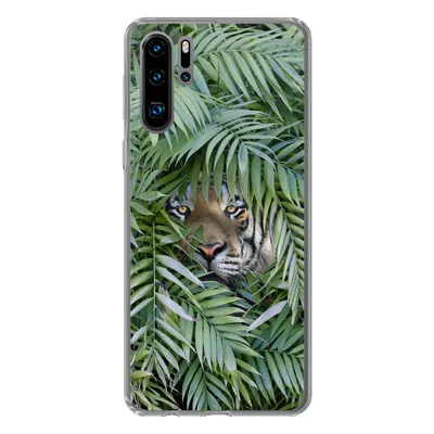 Produktbild von MuchoWow® Handyhülle Schutzhülle Hülle für Huawei P30 Pro Tiger - Blätter - Farn Silikon Softcase Handy Hülle - Schutzdeckel