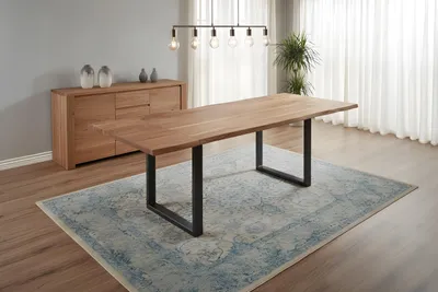 Produktbild von SAM® Esstisch Baumkante Akazie natur 160(260)x90 Ansteckplatten schwarz ADINA