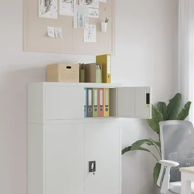 Image de Armoire métallique verrouillable, armoire de classement, armoire à outils, casier métallique, armoire de bureau, verrouillable, armoire en acier, gris clair, 90 x 40 x 40 cm