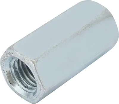 Image de 1 tige d'accouplement galvanisée en acier au carbone, avec écrou hexagonal et fixation filetée