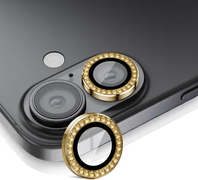 Produktbild von Kamera Linsenschutz Glas Set mit Schmucksteinen für Apple iPhone 17 Schutzglas Camera Linse Panzerfolie 9H Gold