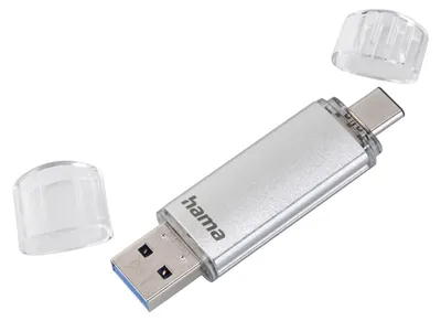 Obrázek produktu pro Hama C-Laeta, 32 GB, USB Type-A / USB Type-C, 3.2 Gen 1 (3.1 Gen 1), 40 MB/s, Čepice, Stříbrná