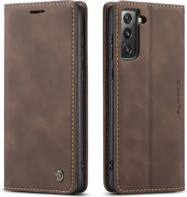 Image de Samsung Galaxy S21 5G Cover, LaimTop RetroPolyuréthaneLeather Case avec Stand Fonction Housse de protection pour Samsung Galaxy S21 5G Café