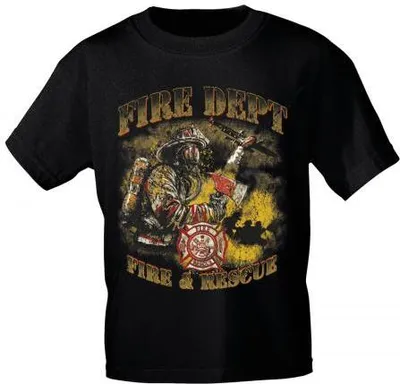 Produktbild von T-Shirt mit Print - Feuerwehr - 10588 - versch. Farben zur Wahl - Gr. S-2XL Color - schwarz Größe - L