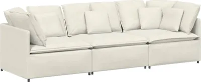 Zdjęcie produktu dla vidaXL Modułowa sofa z poduszkami Kremowy aksamit