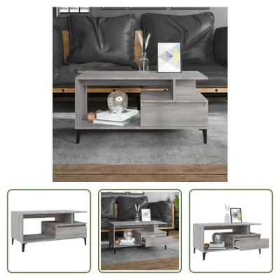 Produktbild von The Living Store Couchtisch Grau Sonoma 90x49x45 cm Holzwerkstoff