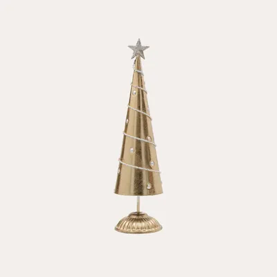 Produktbild von KEYHOMESTORE | Dekorativer Weihnachtsbaum aus Golddose, H. 30 cm