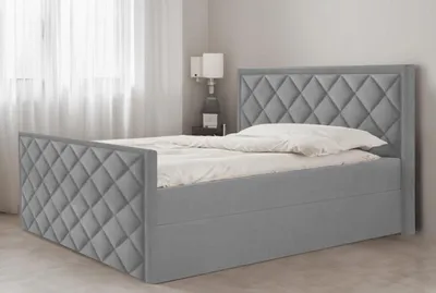 Produktbild von Bett, Boxspringbett DORMI mit Fußteil, OHNE Topper, Federkern, Doppelbett, Stauraum, 160x200 cm, (Grau - Itaka 50)