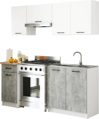 Zdjęcie produktu dla BDW kuchnia 180 cm blok kuchenny, biały beton