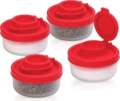 Produktbild von Kleine Salz- und Pfefferstreuer für unterwegs – Mini-Salz- und Pfefferstreuer-Set mit Deckel zum Mitnehmen – perfekt für Reisen, Camping und unterwegs – wiederverschließbar – 40 g, 4er-Packung