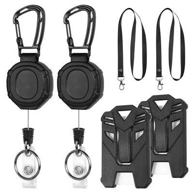 Ausziehbarer Schlüsselring 2er-Pack, 80 cm Stahlkabel, Badgehalter