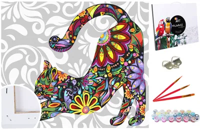 Produktbild von Malen nach Zahlen Set Gemälde 40x50cm auf dem Rahmen - Blume Katze