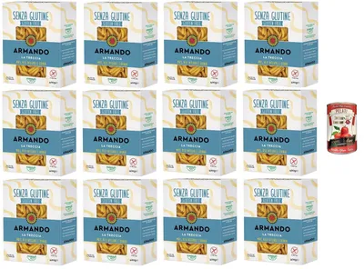 Produktbild von 12x Armando, La Treccia, glutenfreie Mehrkornnudeln mit Mais, braunem Reis und Quinoa 400gr+ Italian Gourmet pelati 400gr