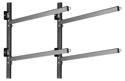 Productafbeelding van Kajakopslagrek voor 2 kajaks, draagvermogen 90,7 kg, robuust verstelbaar wandmontagesysteem voor binnen- en buitengebruik, geschikt voor garage, schuur, steiger. Opbergrek voor kano, kleine boot, SUP, surfboard en paddleboard