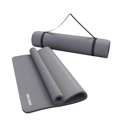 Produktbild von GORILLA SPORTS® Yogamatte - 190x60x1,5 cm, mit Tragegurt, , Rutschfest, Grau - Gymnastikmatte, Fitnessmatte, Sportmatte, Trainingsmatte, Übungsmatte