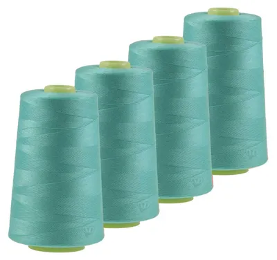 4 x 4572m Overlockgarn Nähgarn Polyester Overlock Garn, pastelltürkis