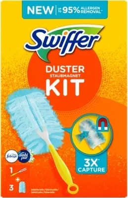Obrázek produktu pro Swiffer, sada na odstraňování prachu, 1 smeták + 3 utěrky (VÝROBEK Z NĚMECKA)