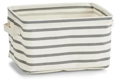 Produktbild von ZELLER Canvas Aufbewahrungsbox grau gestreift 28x21x16cm
