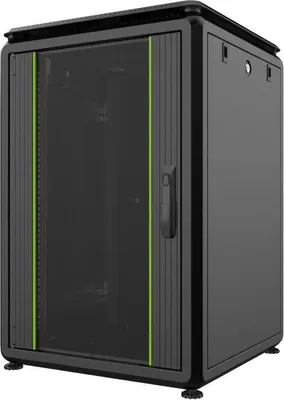 Produktbild von LOGON RDL16U66BL, Freistehendes Gestell, 16U, 600 kg, Sperrschloss, Verstellbare Füße, Verbessertes Kabelmanagement