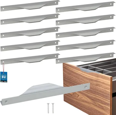 Image de KOTARBAU® Lot de 10 poignées de meuble Poignées de meuble 192 / 212 mm ZnAl Poignées de cuisine Argentées Poignées de meuble Poignée de porte Profilé Poignées de porte Cuisine Poignées de tiroir Poignées pour armoires de cuisine Moderne