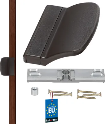 Zdjęcie produktu dla KOTARBAU® Pochwyt Balkonowy Uchwyt do Okna z Zatrzaskiem Klamka do Drzwi Balkonowych PVC Brązowy