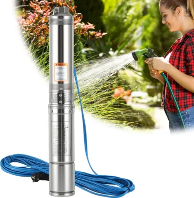 Produktbild von Faziango Brunnenpumpen Tiefbrunnenpumpe Ø100mm Brunnenpumpe Edestahl mit 0.37KW 4000L/H Fördermenge, Tauchdruckpumpe für Brunnengehäuse