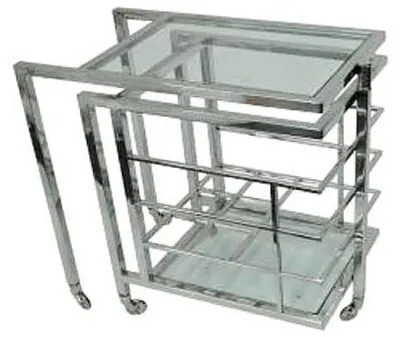 Produktbild von Casa Padrino Luxus Servierwagen Silber 72 x 42 x H. 77 cm - Hotel Restaurant Gastronomie Trolley