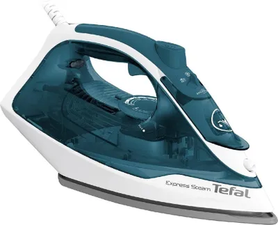 Produktbild von Tefal FV2839E0, Trocken- & Dampfbügeleisen, Cerilium-Sohle, 2400 W, Blau, Weiß