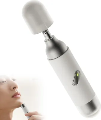 Produktbild von 2-in-1 Elektrischer Nasenhaartrimmer & Rasierer, Tragbarer Mini-Pflegegerät, Wasserfest, Typ-C Schnellladung, LED Licht, Doppelkopf